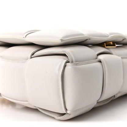 Bottega Veneta Lambskin Maxi Intreccio Padded Chain Cassette Crossbody Bag White 9 of 10