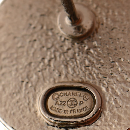 Chanel Metal Pearl Crystal Coco Script CC Drop Earrings Gold 4 of 4