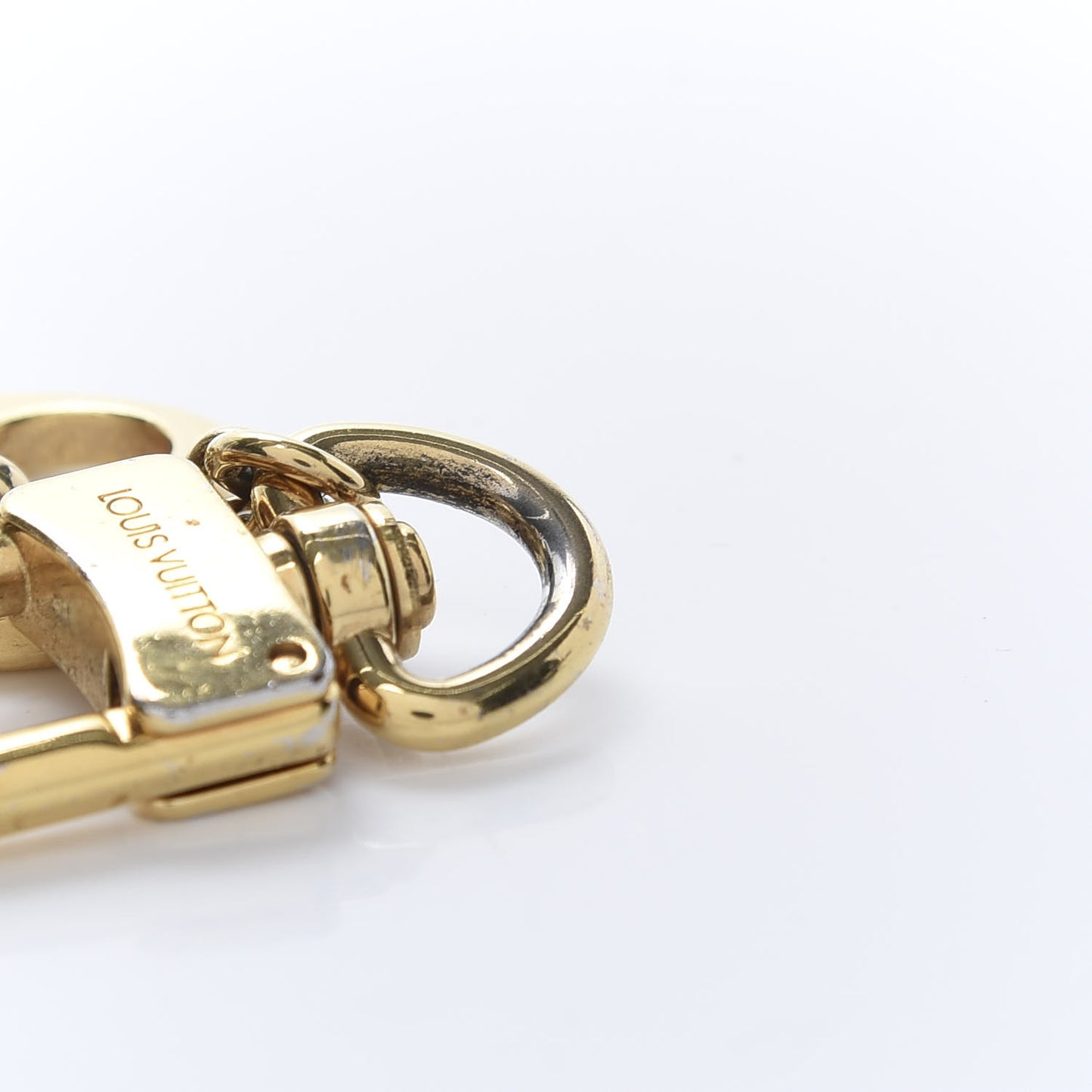 Brass Enamel Fleur De Monogram Bag Charm Chain Gold