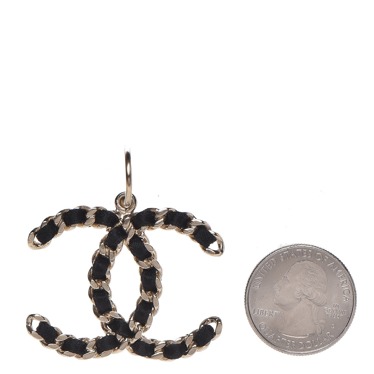 Chanel Satin CC Chain Earrings Light Gold Black 2 of 4