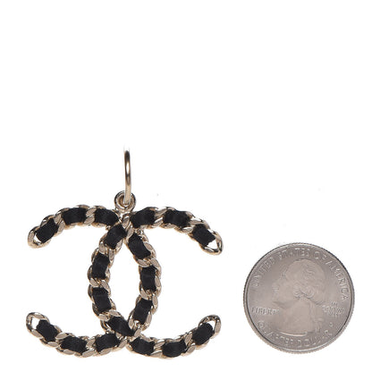 Chanel Satin CC Chain Earrings Light Gold Black 2 of 4