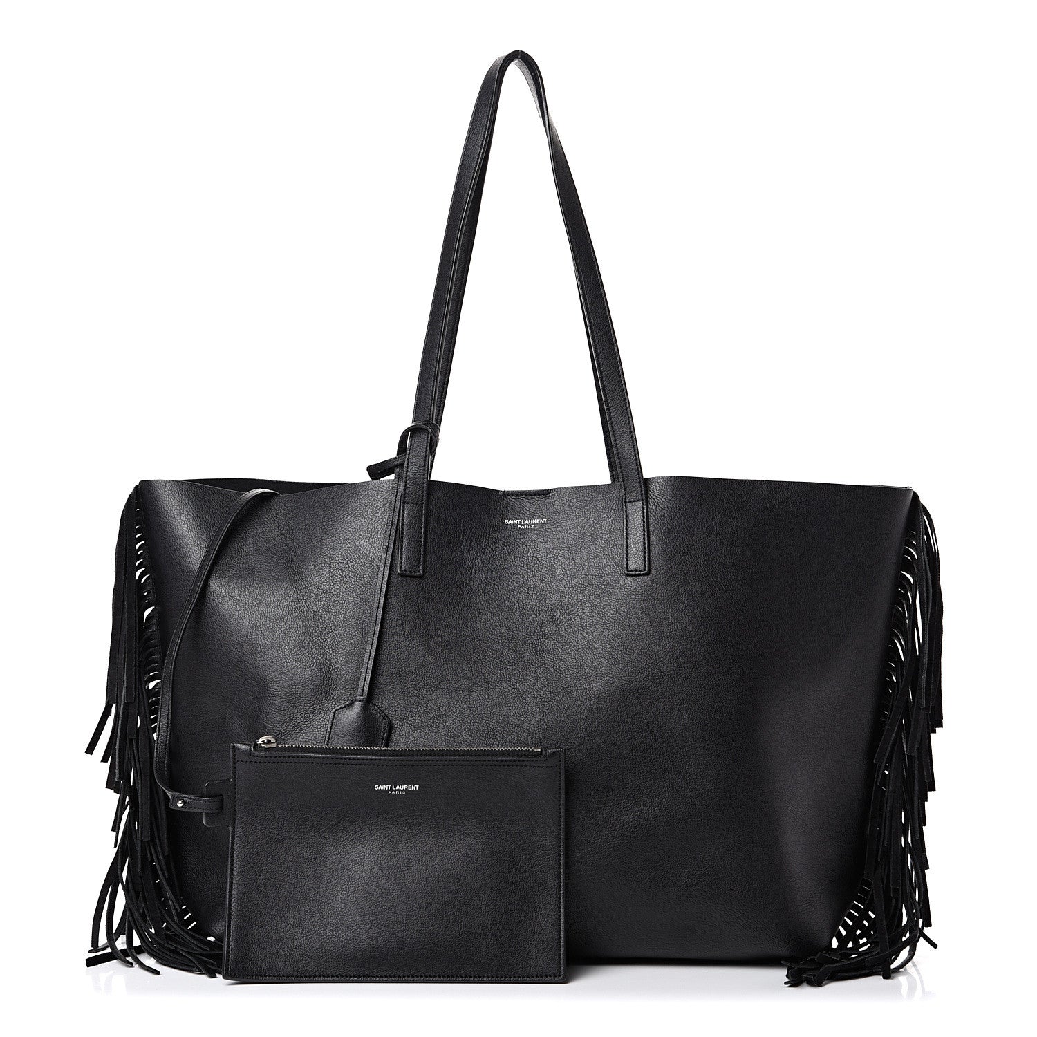 Saint Laurent Calfskin Large Fringe Shopping Tote Black 1 of 13