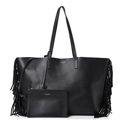 Saint Laurent Calfskin Large Fringe Shopping Tote Black 1 of 13