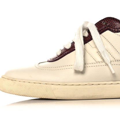 Hermes Calfskin Lizard Womens Quicker Sneakers 35 White Bordeaux 13 of 15