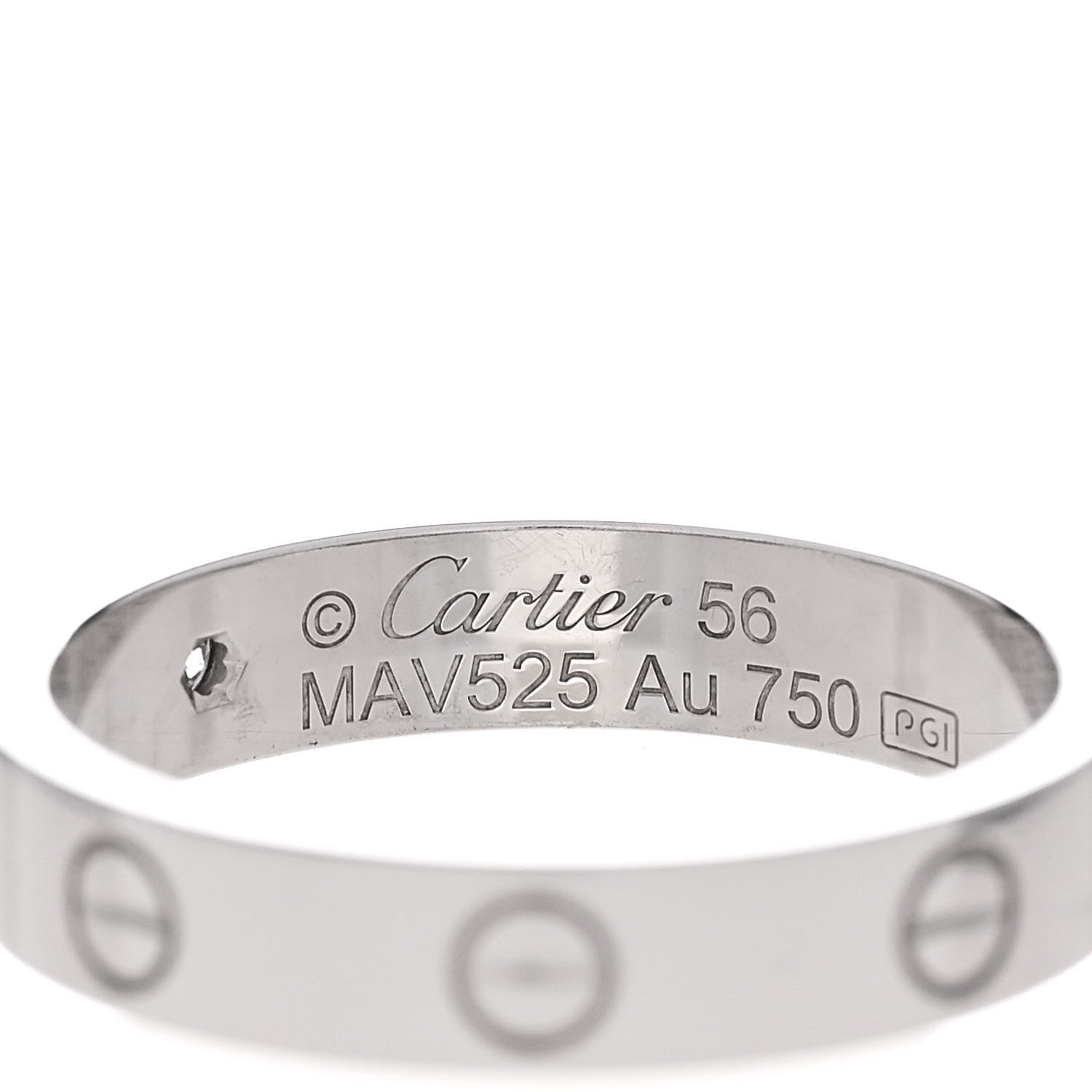 Cartier 18K White Gold Diamond 4mm LOVE Wedding Band Ring 7.5 56 56 7.5 4 of 4
