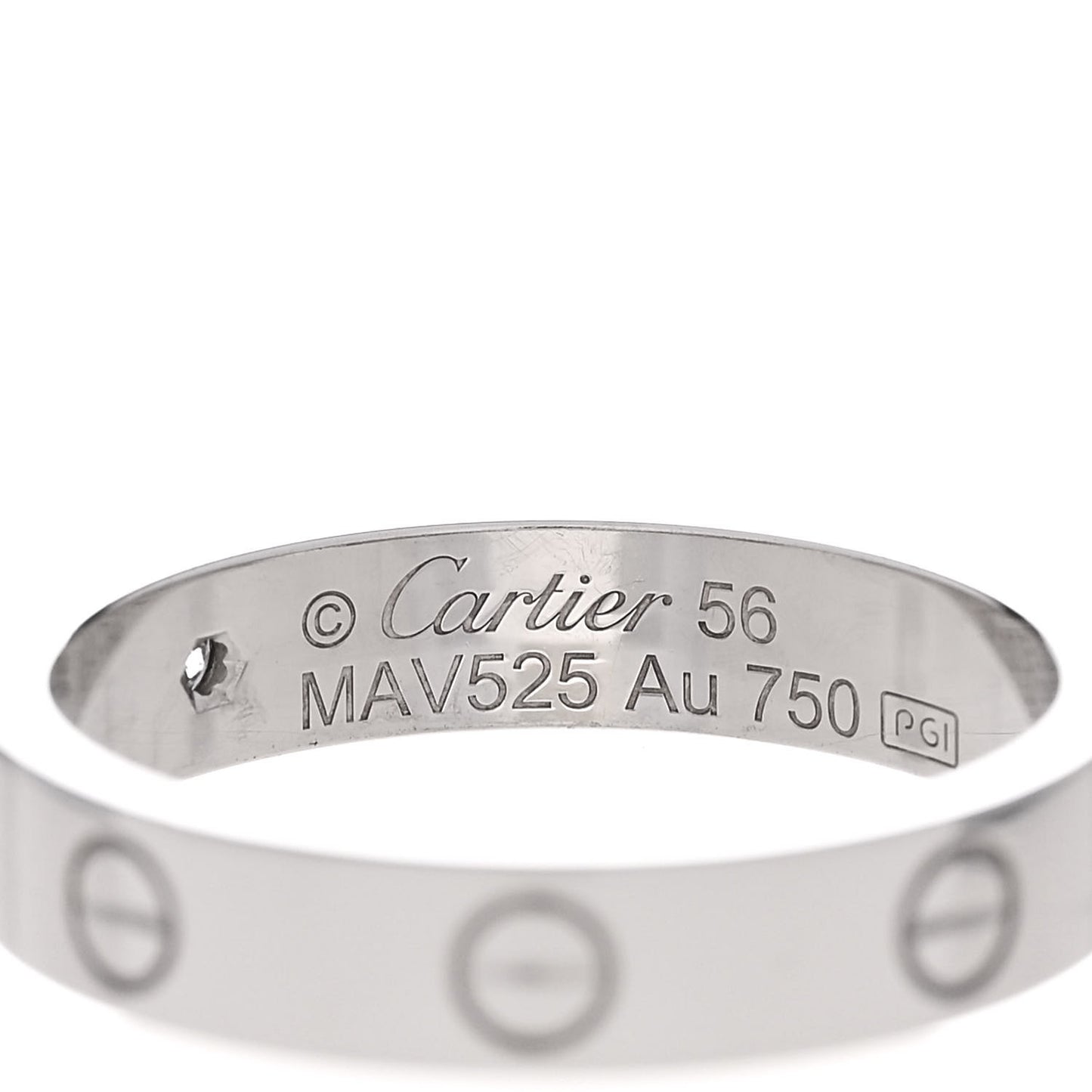 18K White Gold Diamond 4mm LOVE Wedding Band Ring 56 7.5