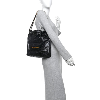 Chanel Shiny Calfskin Quilted Small Chanel 22 Black 2 of 11