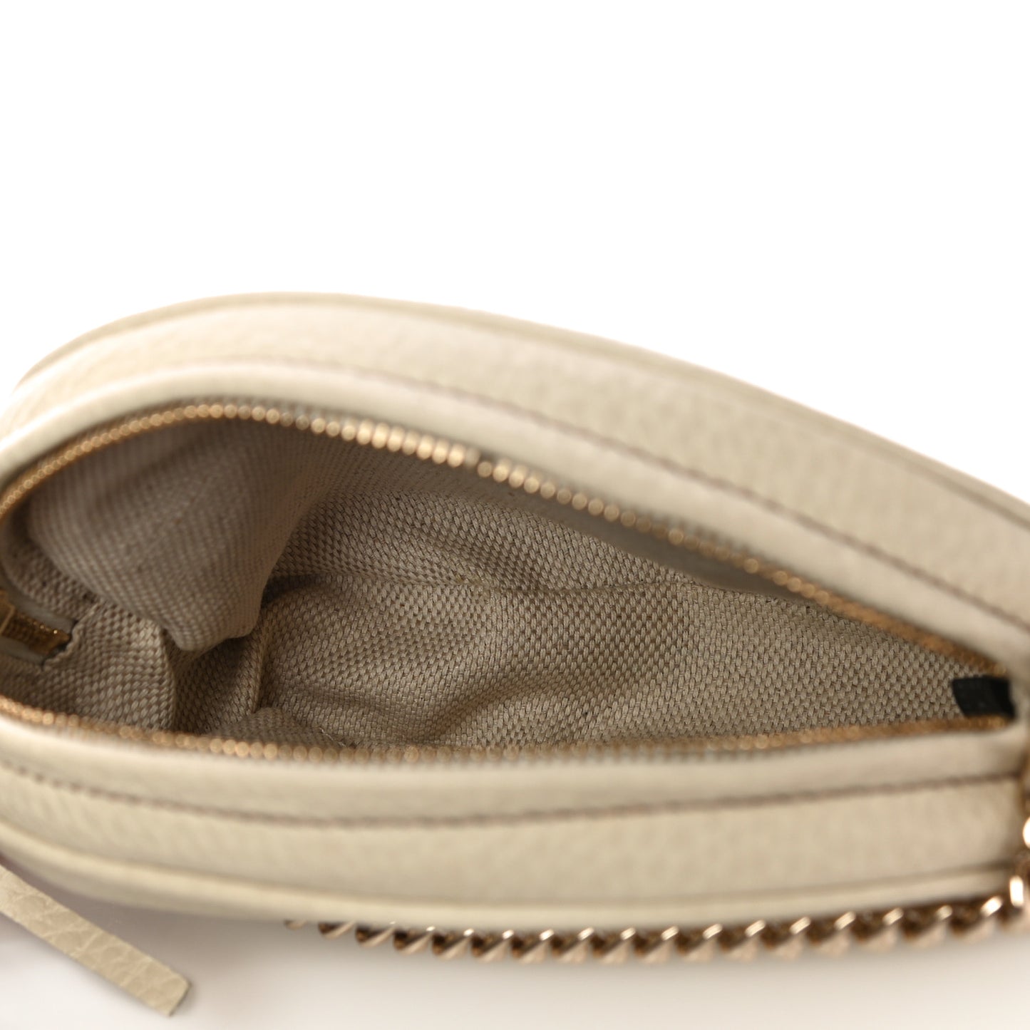Pebbled Calfskin Mini Soho Chain Bag Off White