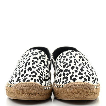 Saint Laurent Canvas Leopard Print Espadrilles 37.5 Latte Black 2 of 10