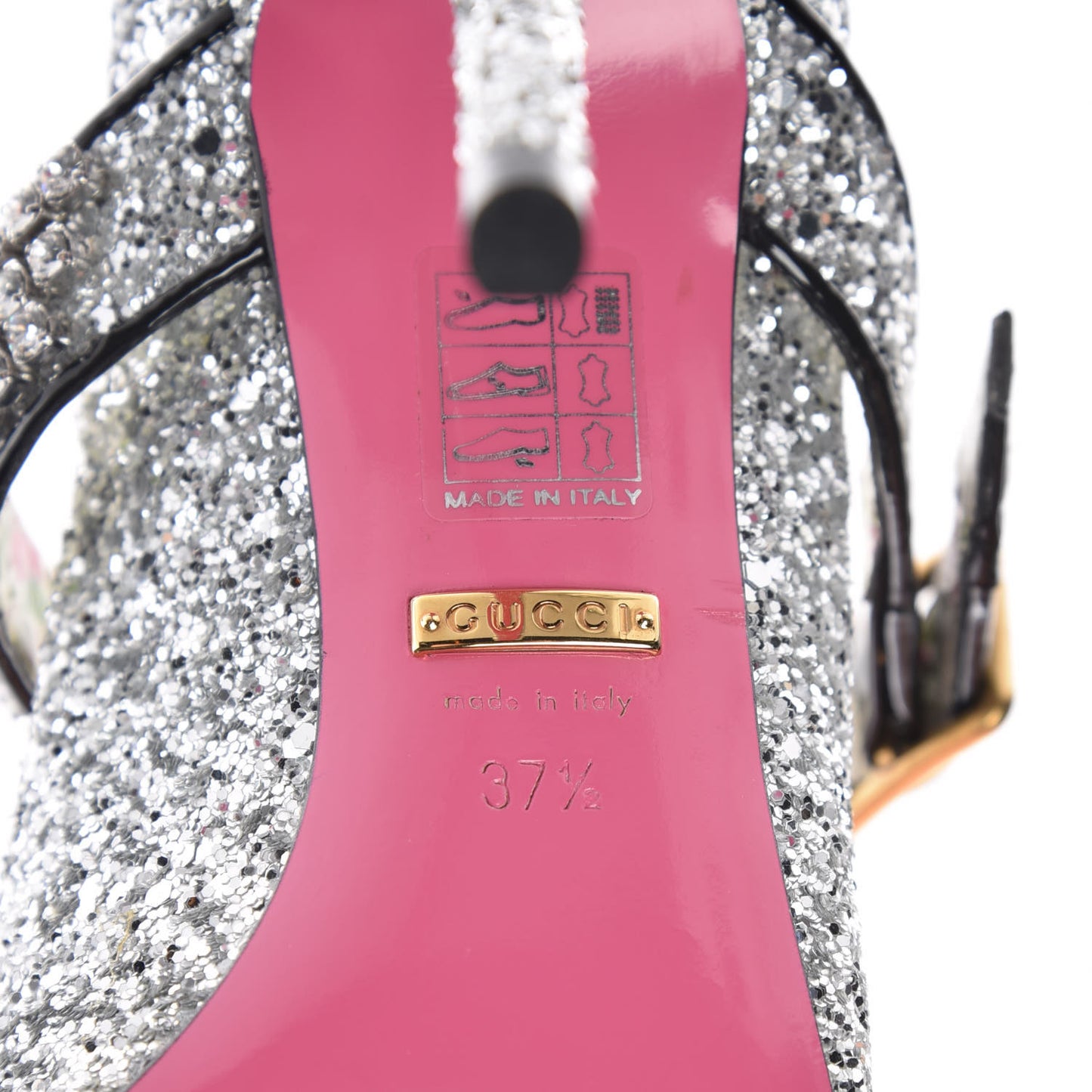 Calfskin Glitter Slyvie Mary Jane Pumps 37.5 Argento