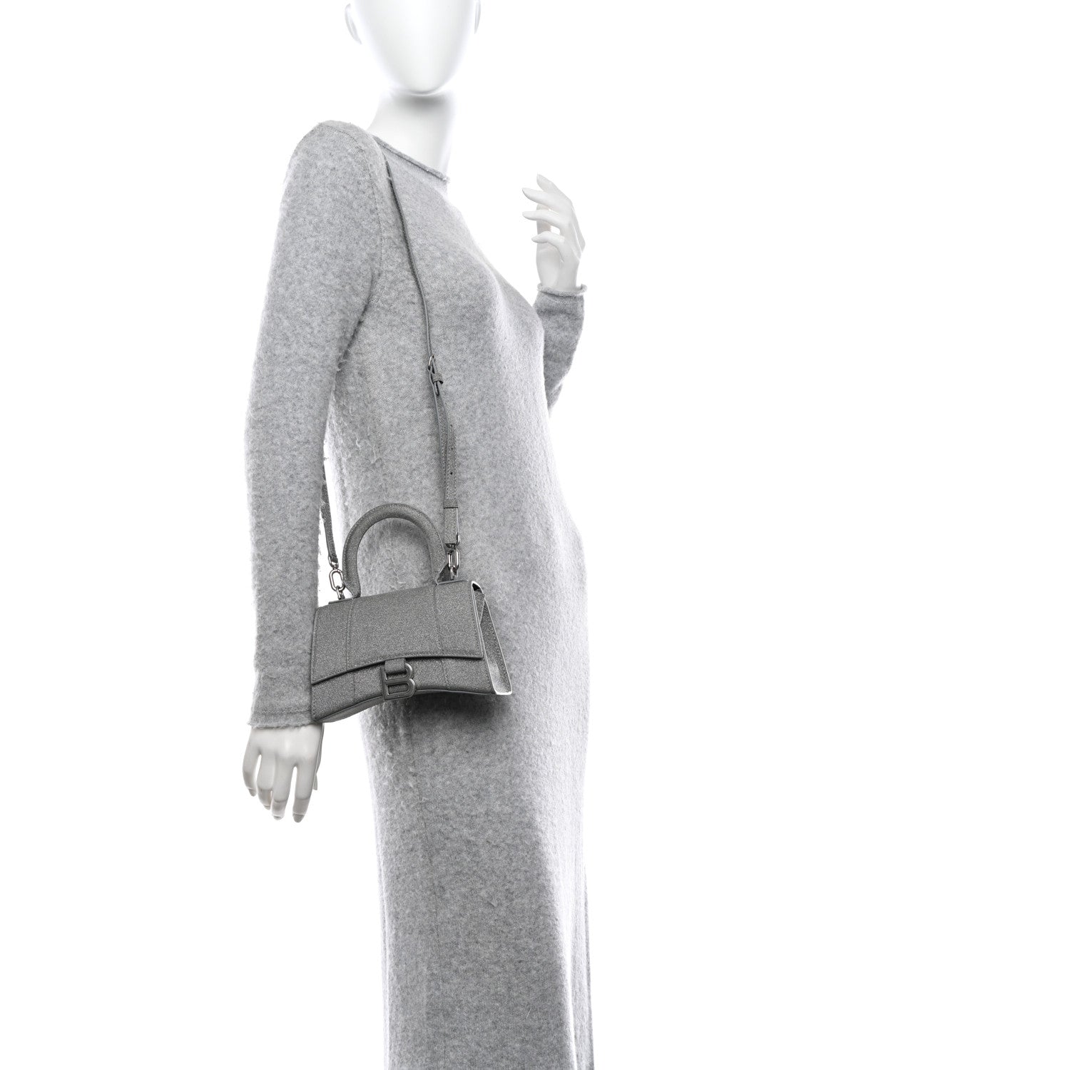 Balenciaga Sparkling Fabric Hourglass Top Handle Bag XS Silver 2 of 12