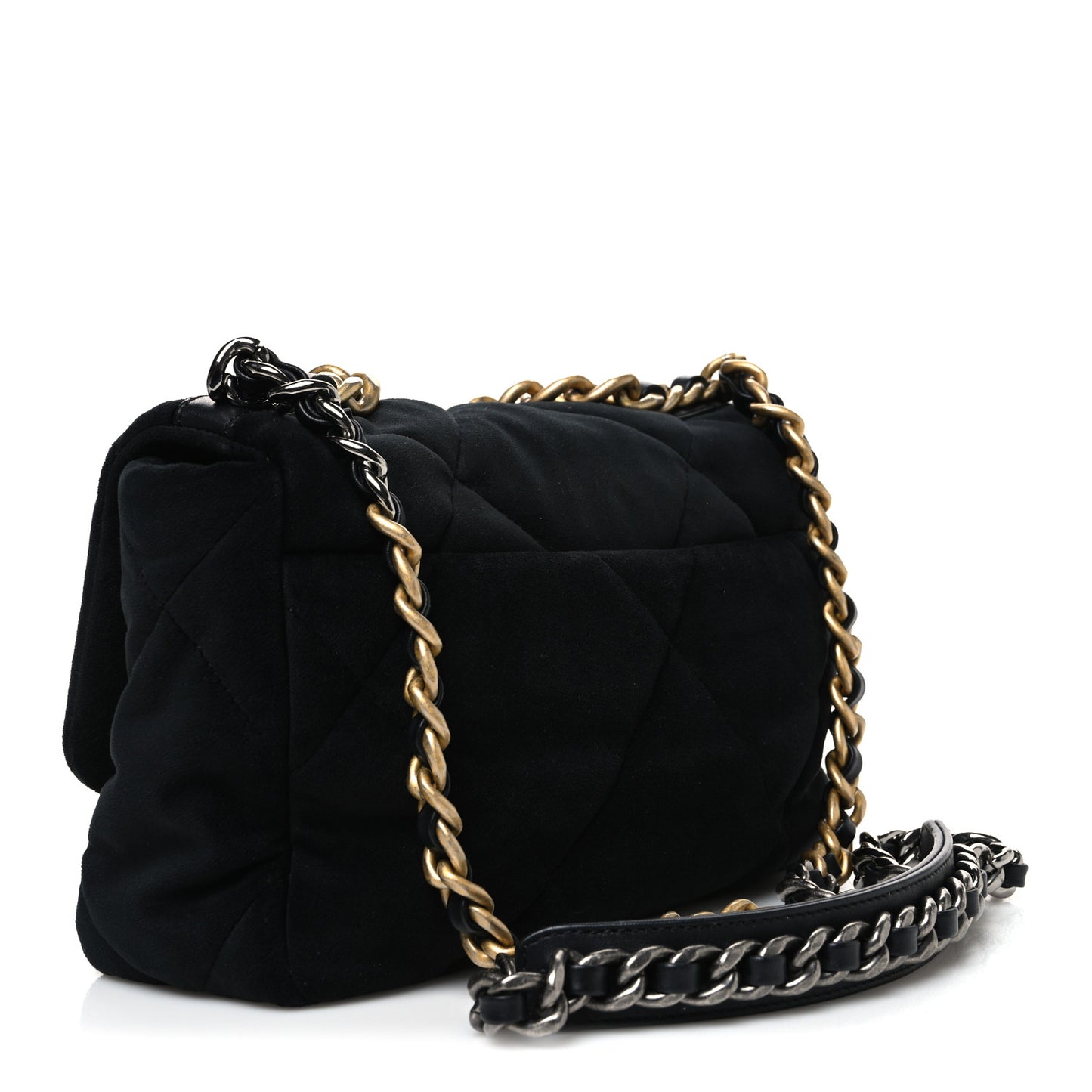 Velvet Quilted Medium Chanel 19 Flap Black