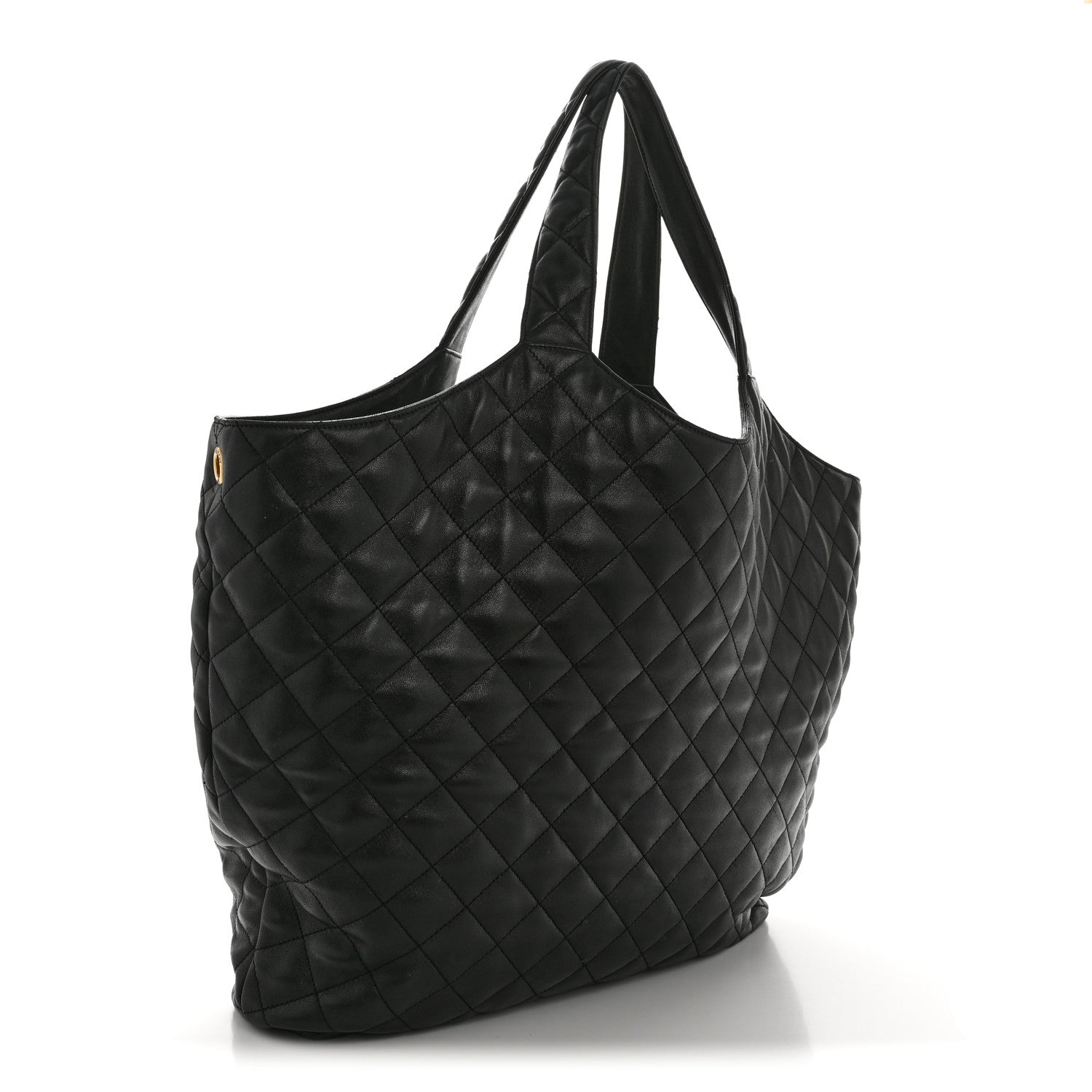 Saint Laurent Lambskin Quilted Maxi Icare Shopping Tote Black 5 of 18