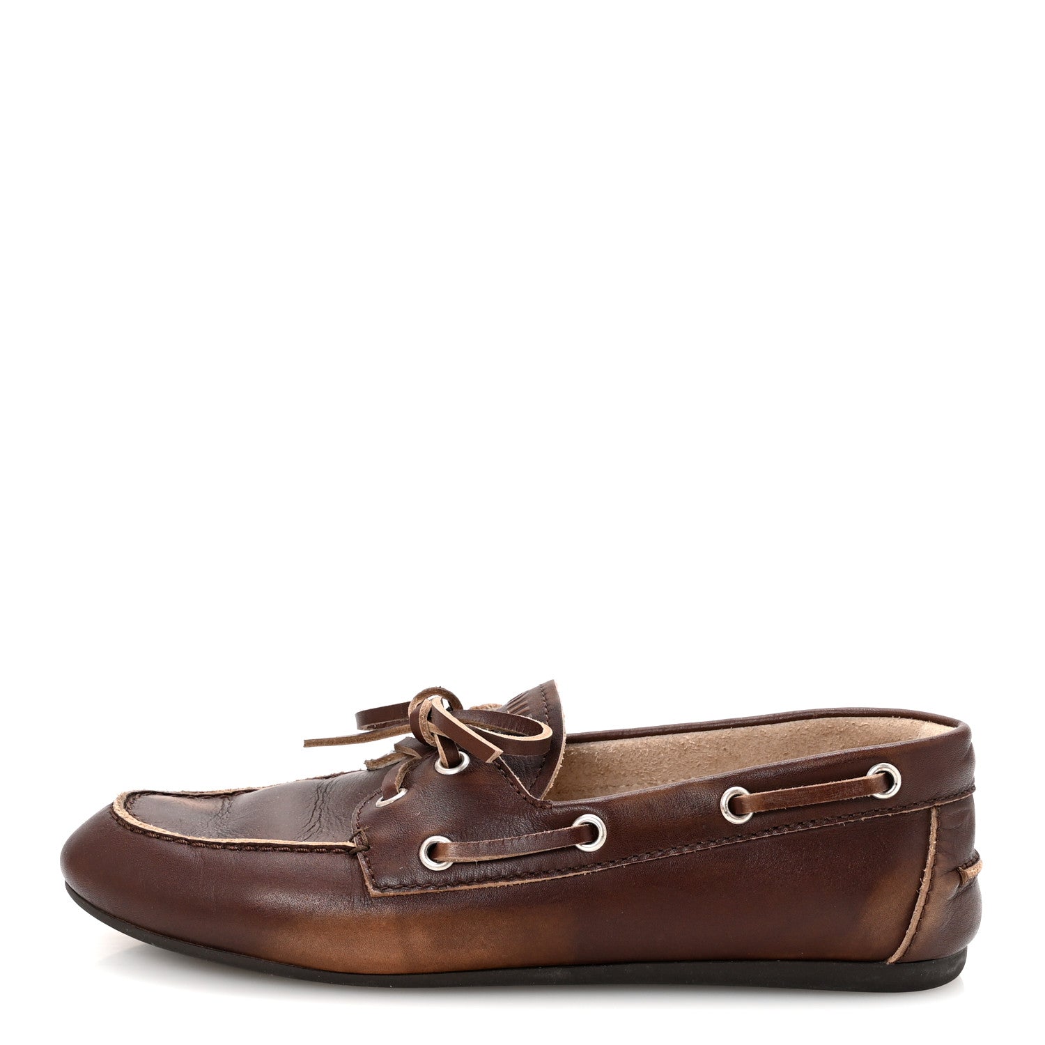 Miu Miu Vitello Deco Boat Loafers 37 Sienna 2 of 20