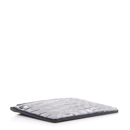 Saint Laurent Calfskin Crocodile Embossed 5 Fragments Zip Pouch Card Holder Black 4 of 6