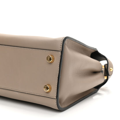 Fendi Vitello Tahiti Burro Medium Peekaboo Iconic Essentially Satchel Tortora Black 10 of 10
