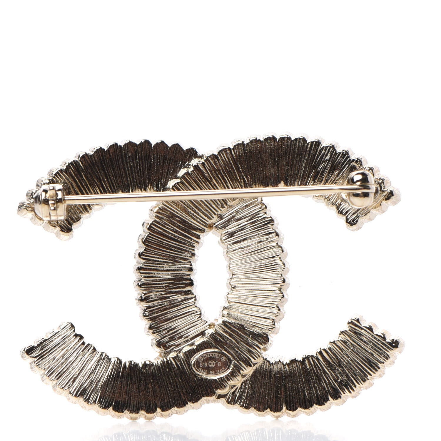 Chanel Pearl Crystal Lace Camellia CC Brooch Gold 3 of 4