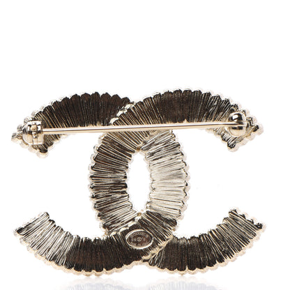 Chanel Pearl Crystal Lace Camellia CC Brooch Gold 3 of 4