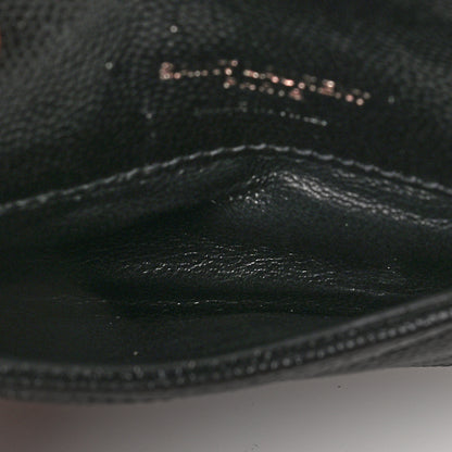 Saint Laurent Grain De Poudre Matelasse Chevron Monogram Monochrome Compact Wallet Black 5 of 6