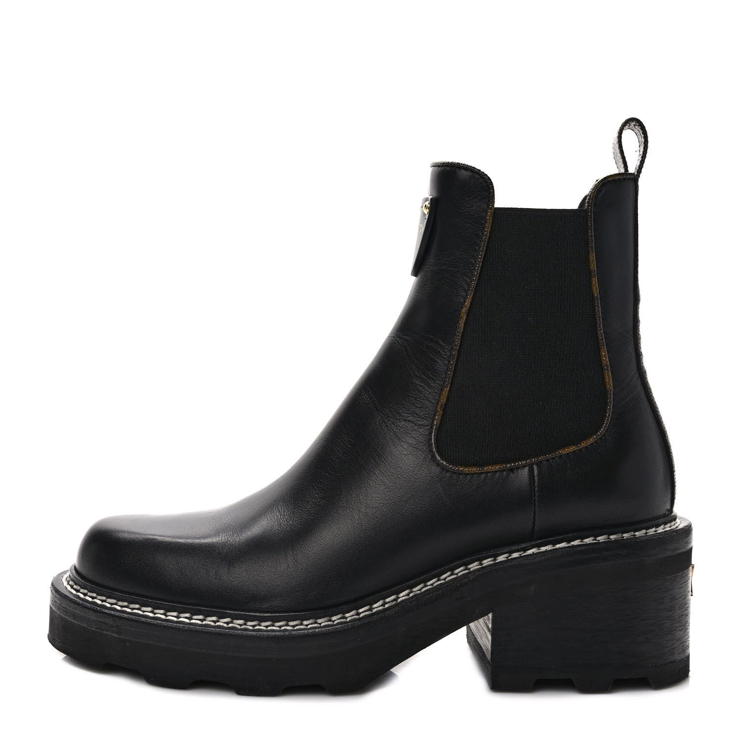 Louis Vuitton Calfskin Monogram Beaubourg Ankle Boots 37.5 Black 1 of 9