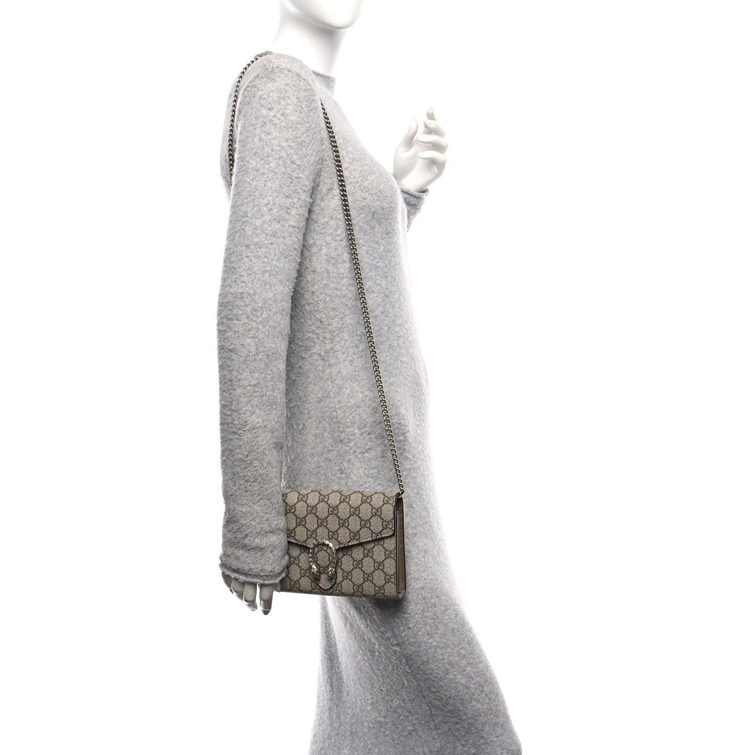 Gucci GG Supreme Monogram Mini Dionysus Chain Wallet Beige Taupe 2 of 11