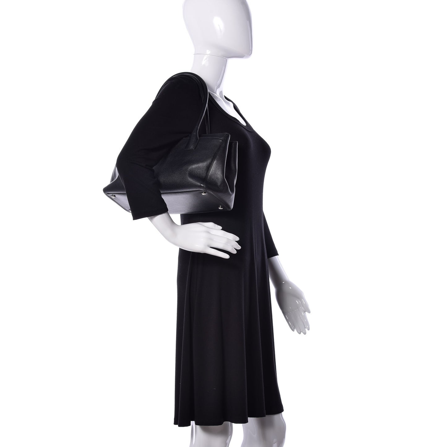 Calfskin Small Cerf Executive Shopper Tote Black