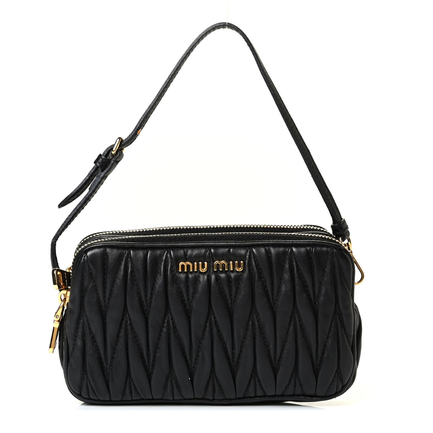 Miu Miu Nappa Matelasse Double Zip Wristlet Black 1 of 5