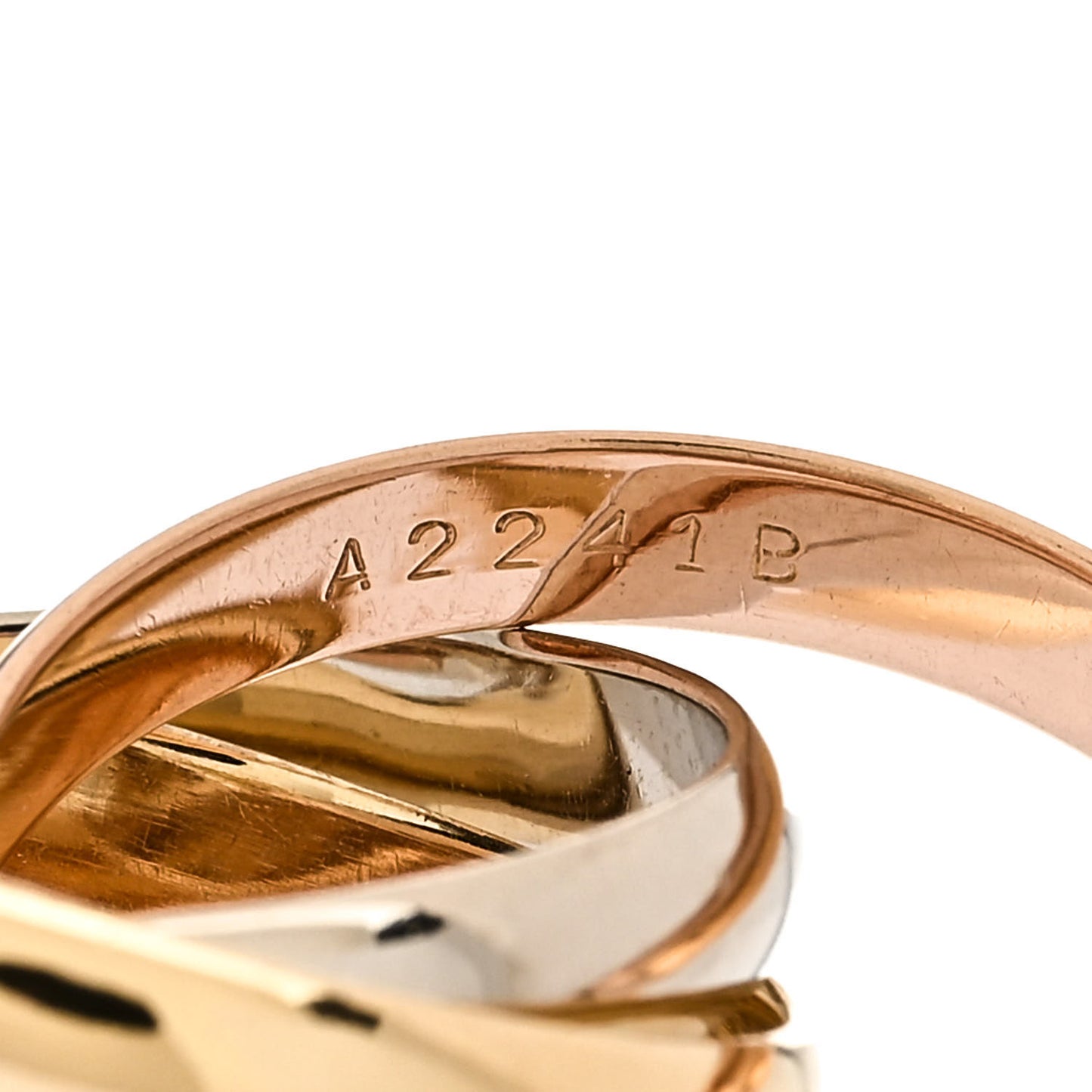 18K Pink Yellow White Gold Classic Les Must De Cartier Trinity Ring 55 7.25