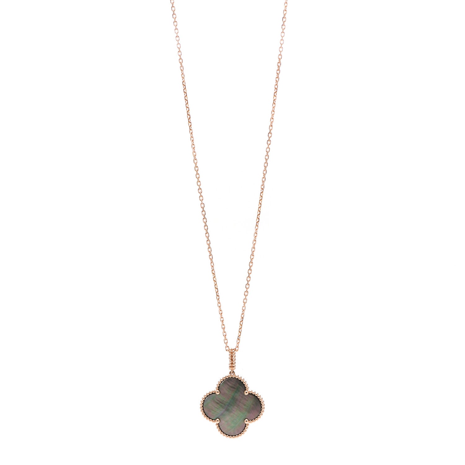 Van Cleef & Arpels 18K Rose Gold Gray Mother of Pearl Magic Alhambra Long Necklace 1 of 6