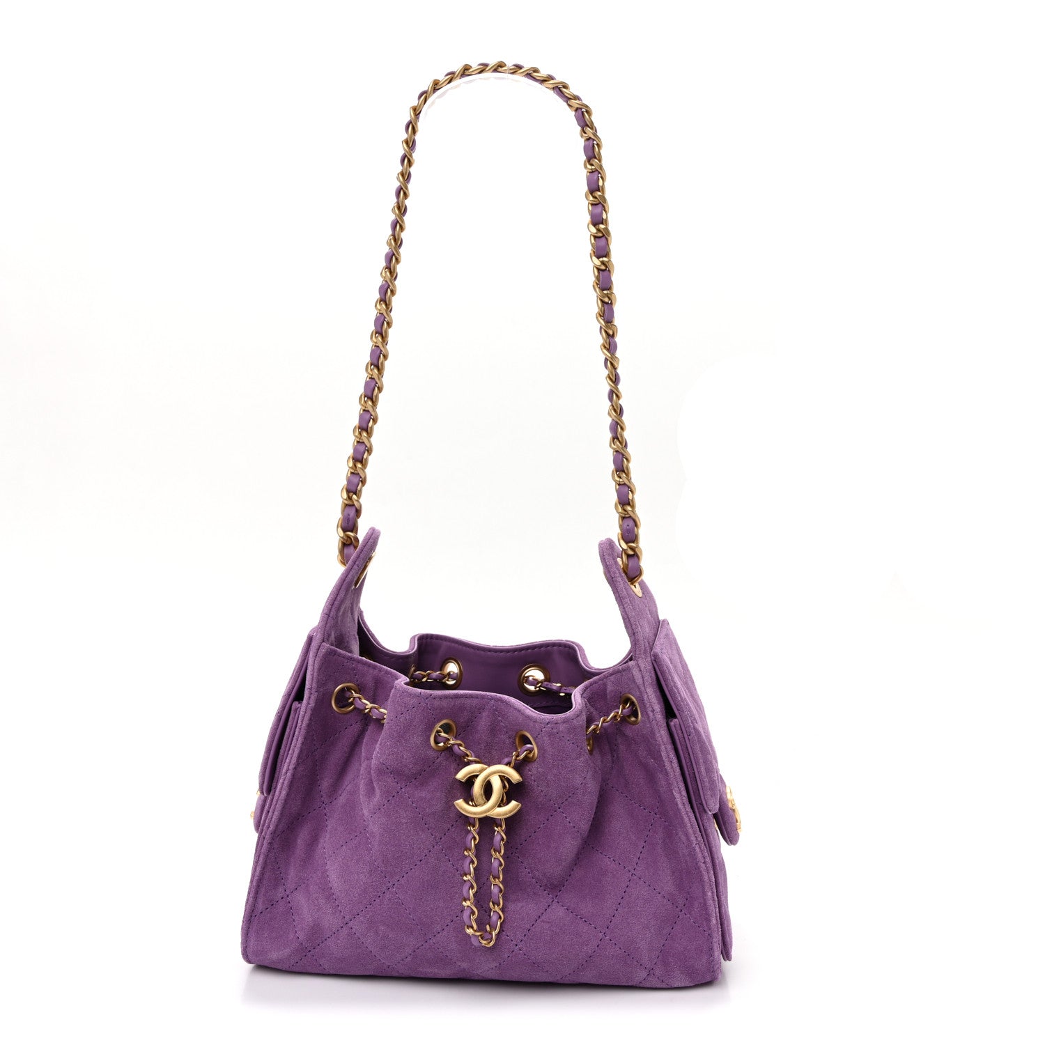 Chanel Suede Quilted Mini Chanel 25 Handbag Purple 1 of 10