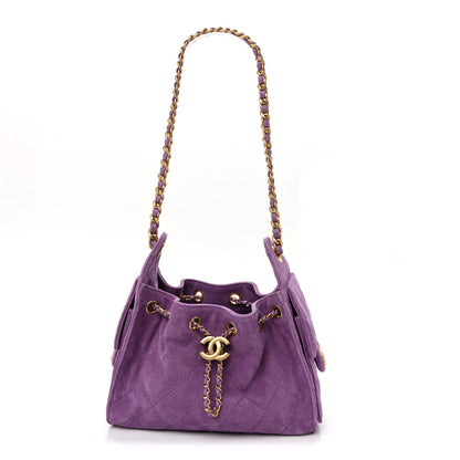 Chanel Suede Quilted Mini Chanel 25 Handbag Purple 1 of 10