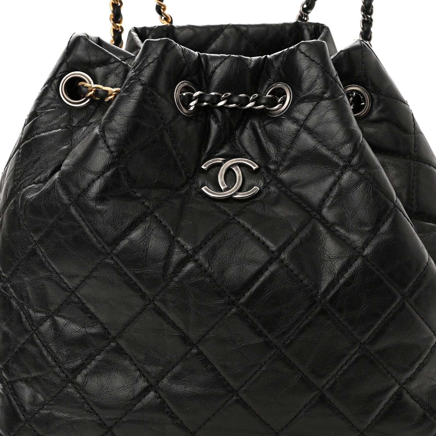 Chanel Aged Calfskin Quilted Gabrielle Backpack Black 8 of 10