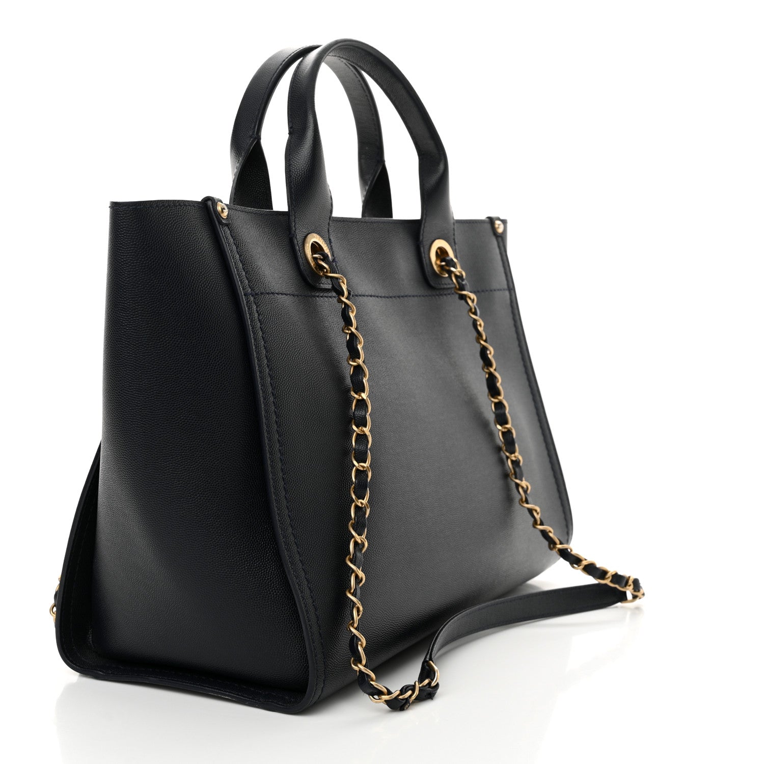 Chanel Caviar Small Studded Deauville Tote Navy 3 of 15