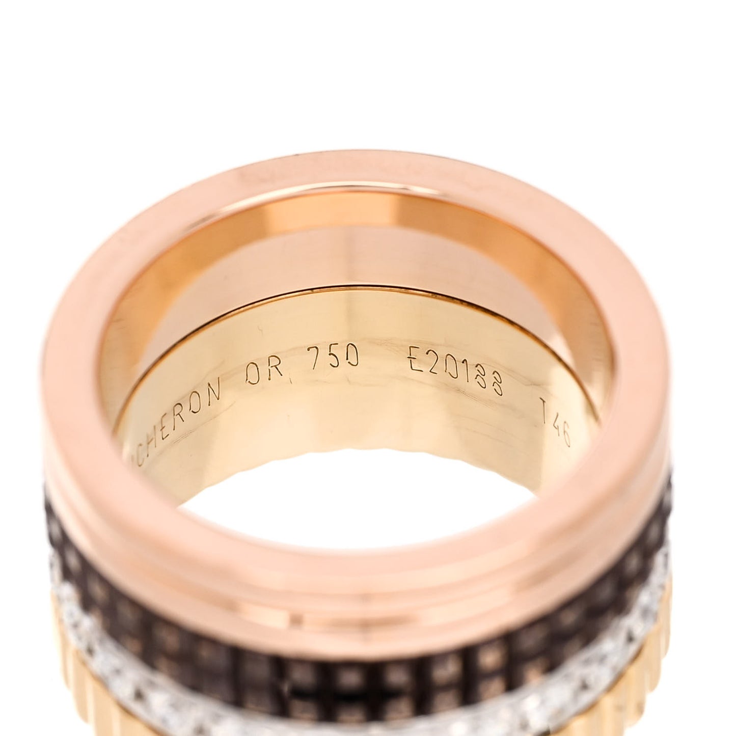 18K Pink Yellow White Gold Diamond PVD Large Quatre Classique Ring 46 3.75