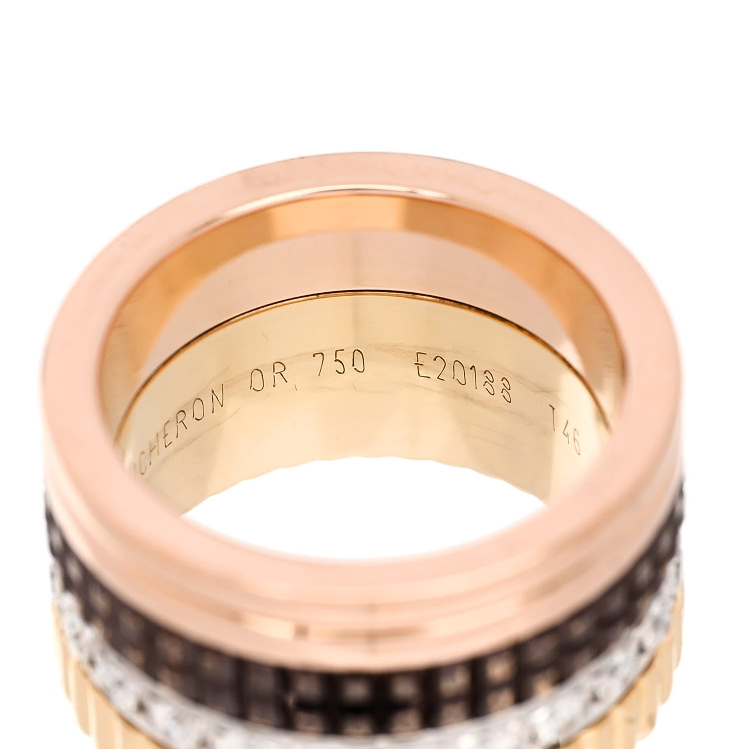 Boucheron 18K Pink Yellow White Gold Diamond PVD Large Quatre Classique Ring 46 3.75 5 of 6