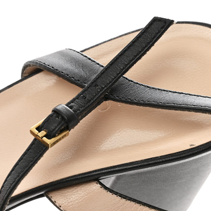 Gucci Lifford Calfskin GG Marmont Ankle Wrap 75mm Sandals 37.5 Black 9 of 10