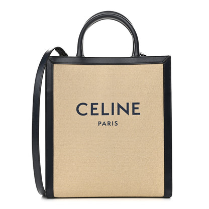 Celine Canvas Calfskin Small Vertical Cabas Vanilla Navy 1 of 8