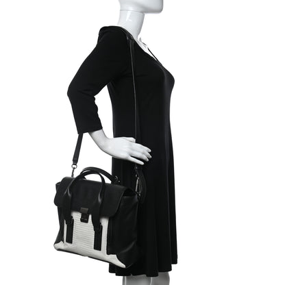 3.1 Phillip Lim Embossed Medium Pashli Satchel Black White 2 of 8