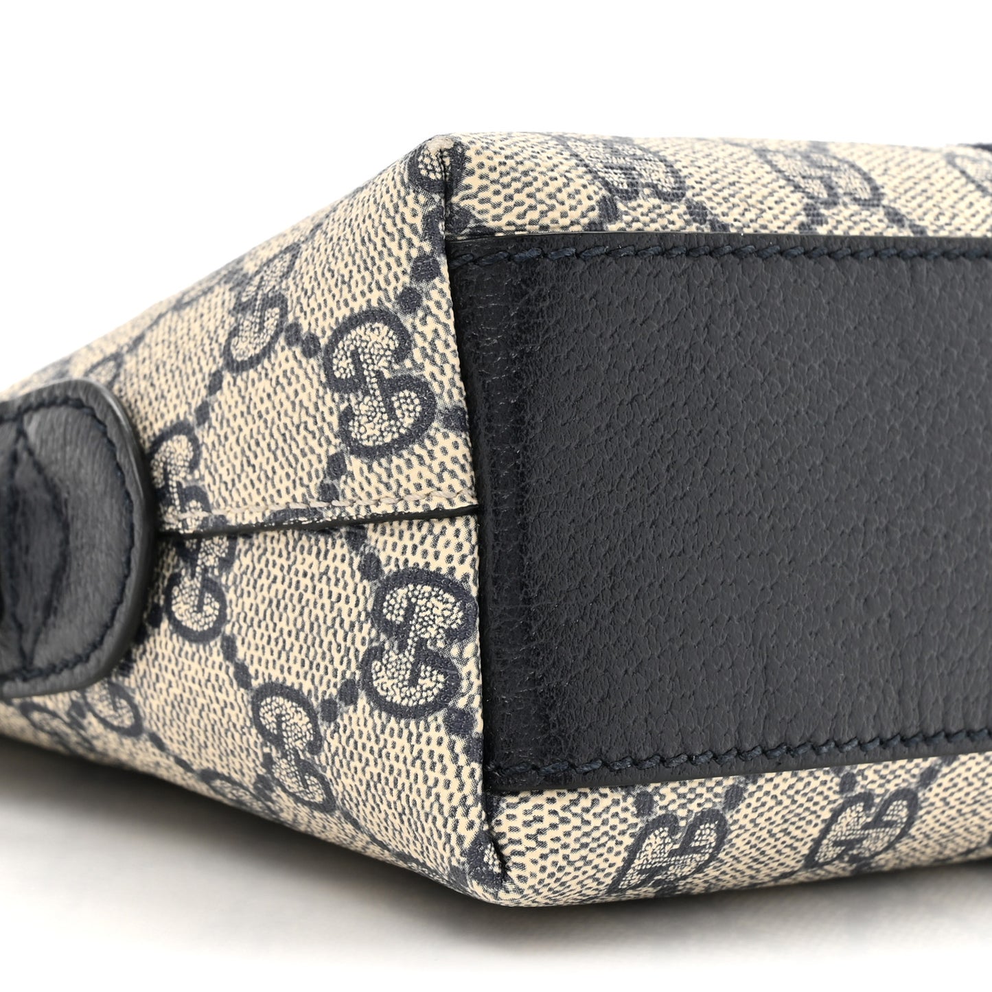 GG Supreme Monogram Textured Dollar Calfskin Web Small Ophidia Dome Shoulder Bag Beige Blue