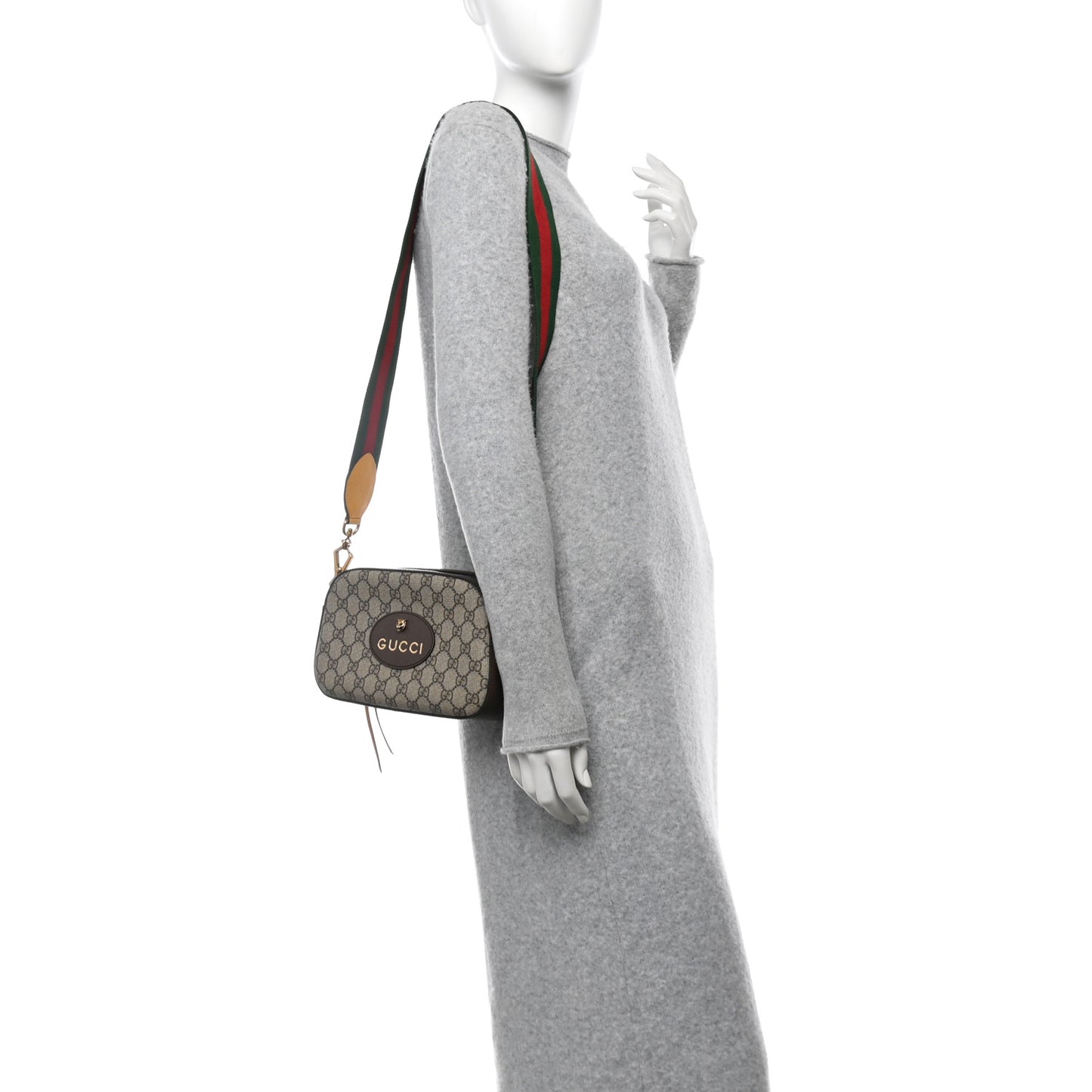 GG Supreme Monogram Web Neo Vintage Shoulder Bag Beige New Acero Crop