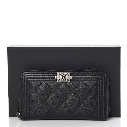 Chanel Caviar Quilted Small Boy Zip Around Wallet Black 9 of 9