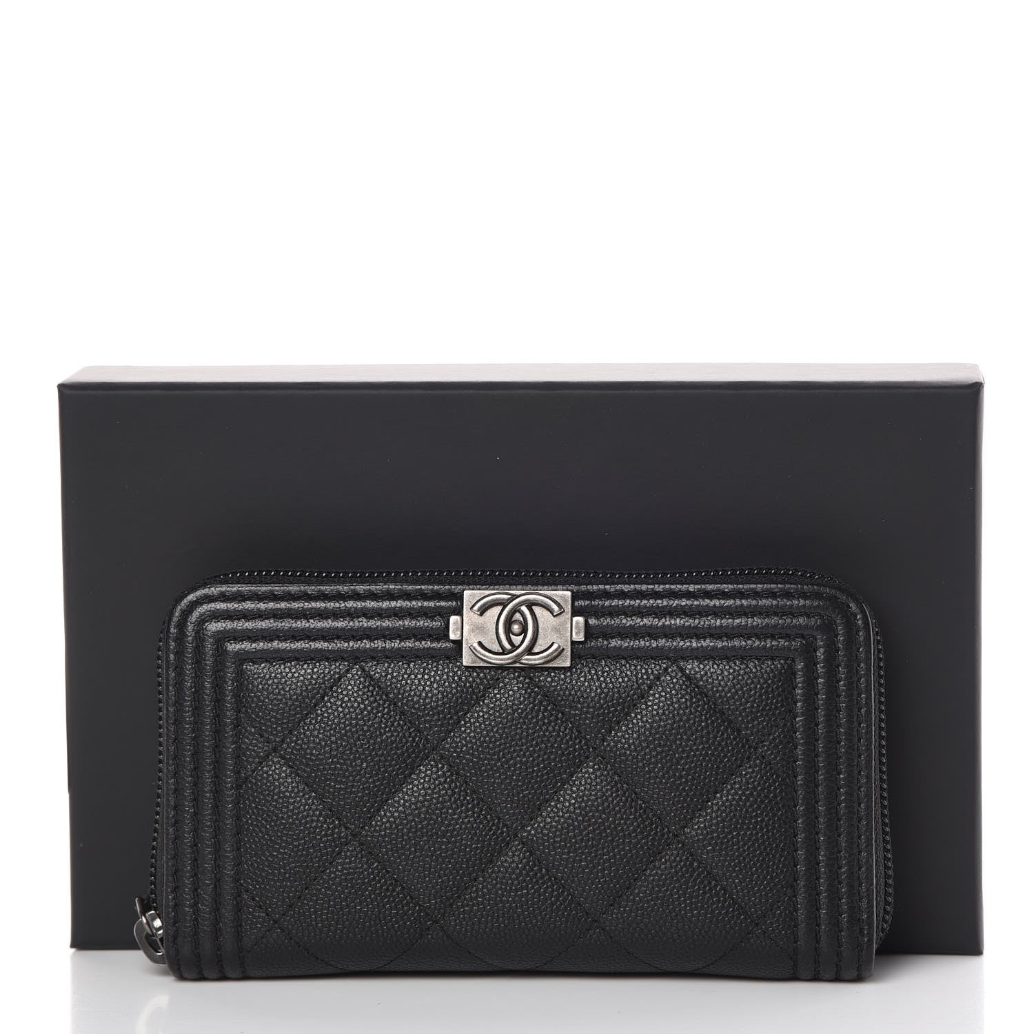 Chanel Caviar Quilted Small Boy Zip Around Wallet Black 9 of 9