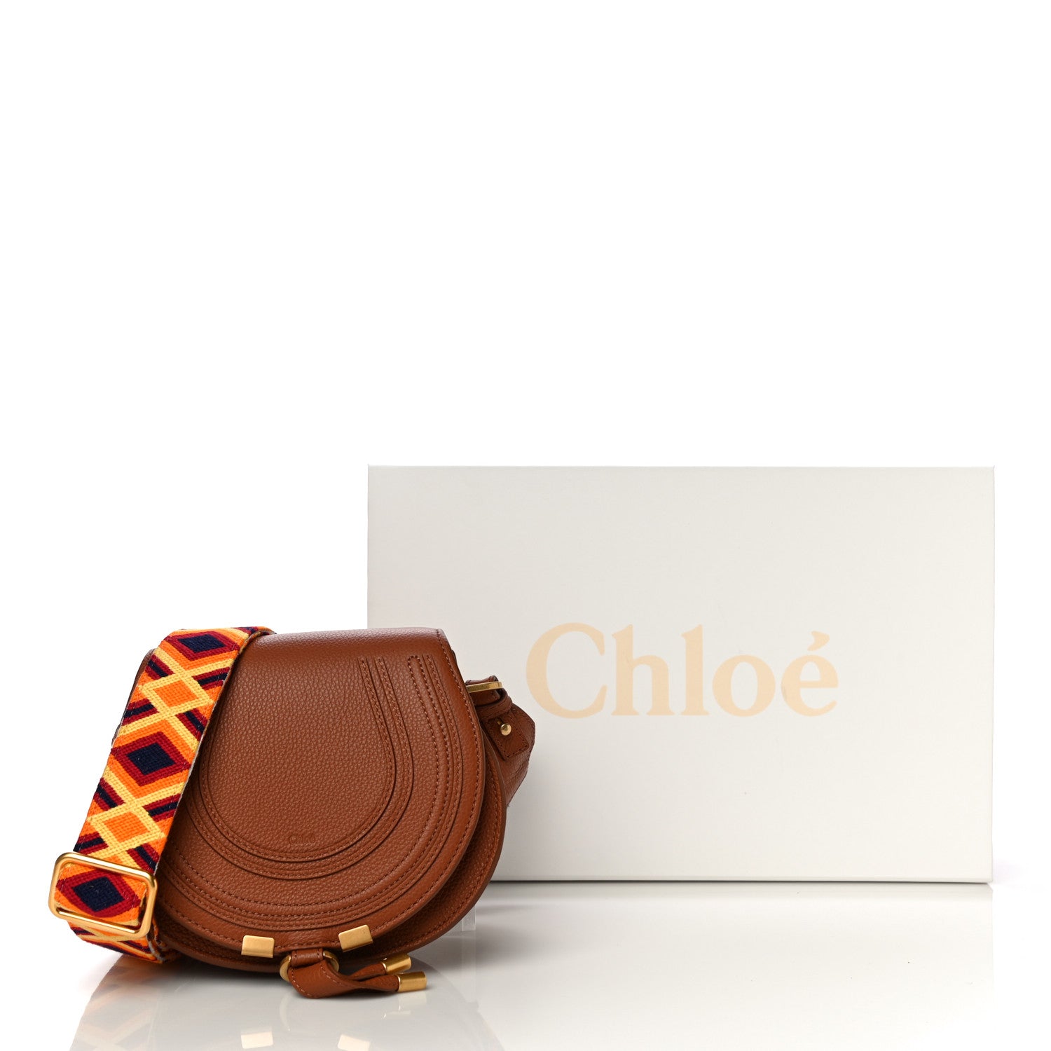 Chloe Calfskin Embroidery Mini Marcie Round Crossbody Bag Tan 13 of 13
