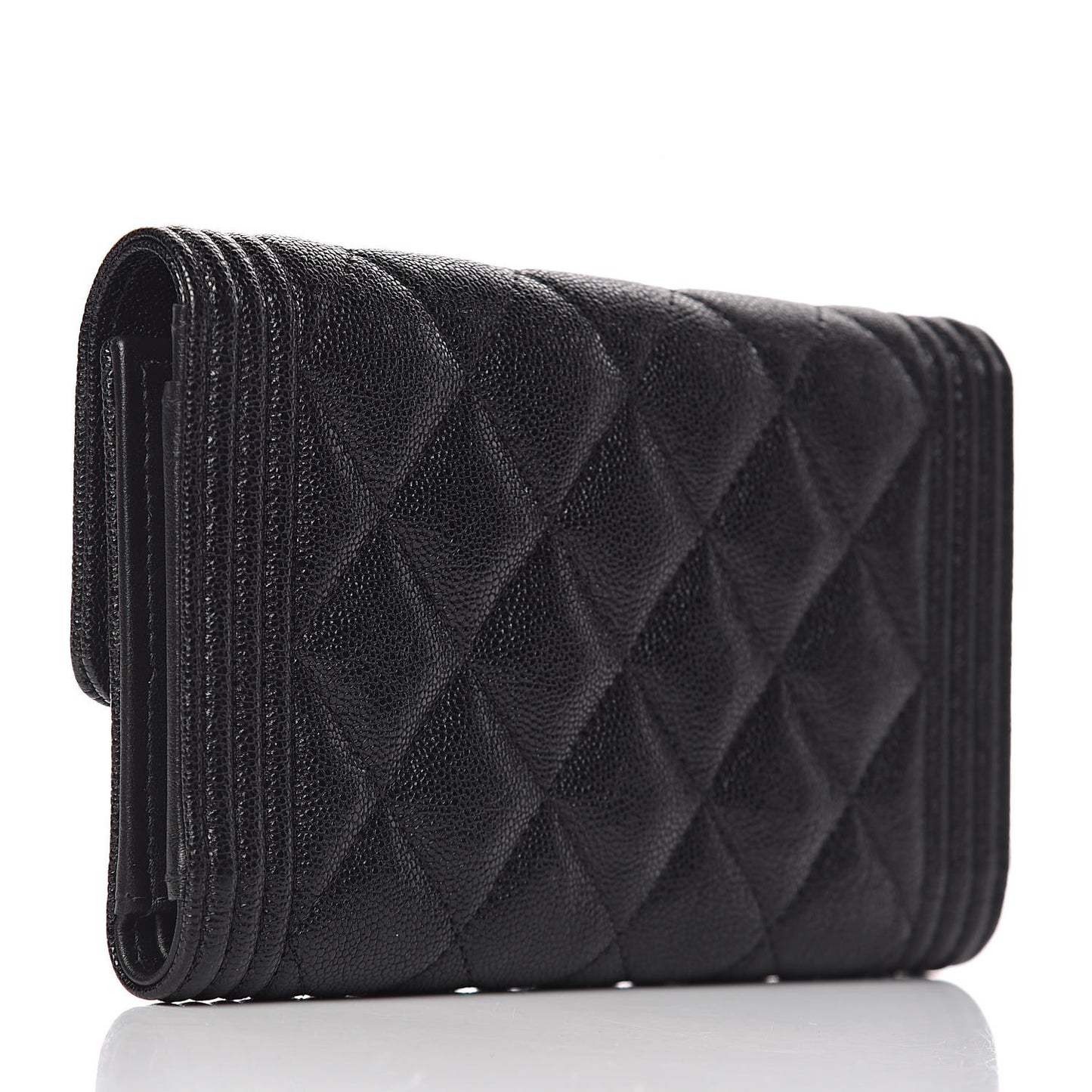 Caviar Quilted Medium Boy Flap Wallet Black