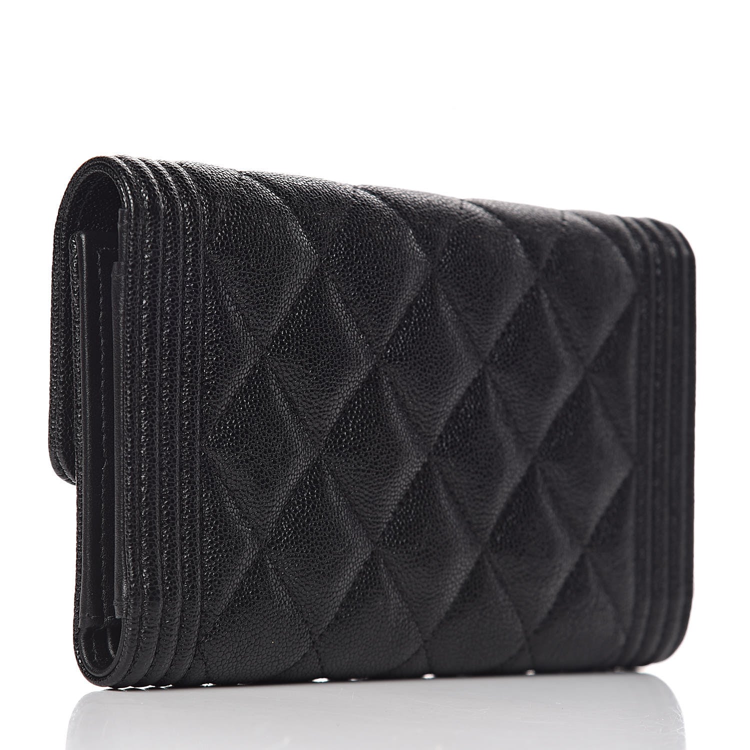 Chanel Caviar Quilted Medium Boy Flap Wallet Black 3 of 9