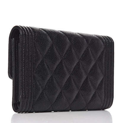 Chanel Caviar Quilted Medium Boy Flap Wallet Black 3 of 9