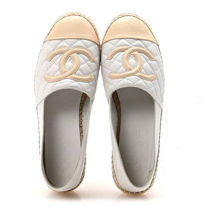 Chanel Lambskin Quilted CC Espadrilles 37 White Beige 2 of 10