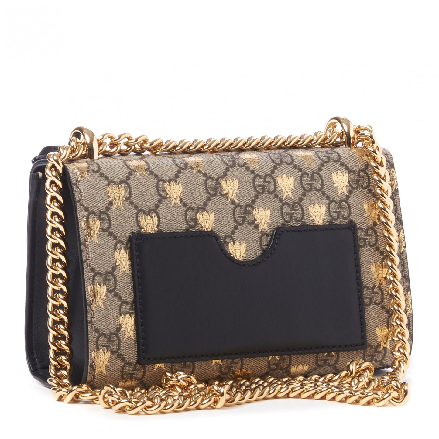 GG Supreme Monogram Bees Small Padlock Shoulder Bag Black