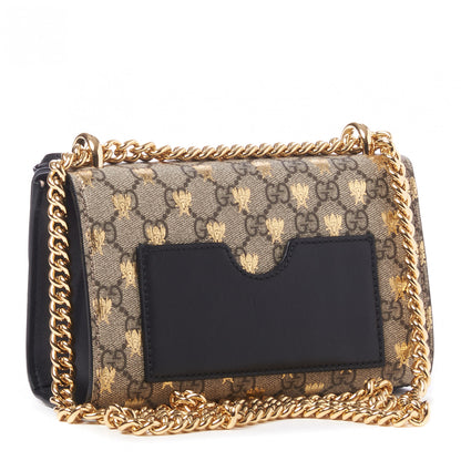 Gucci GG Supreme Monogram Bees Small Padlock Shoulder Bag Black 3 of 10
