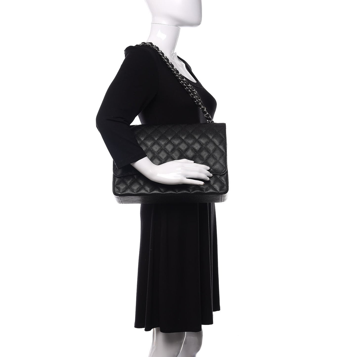 Caviar Quilted Maxi Double Flap Black